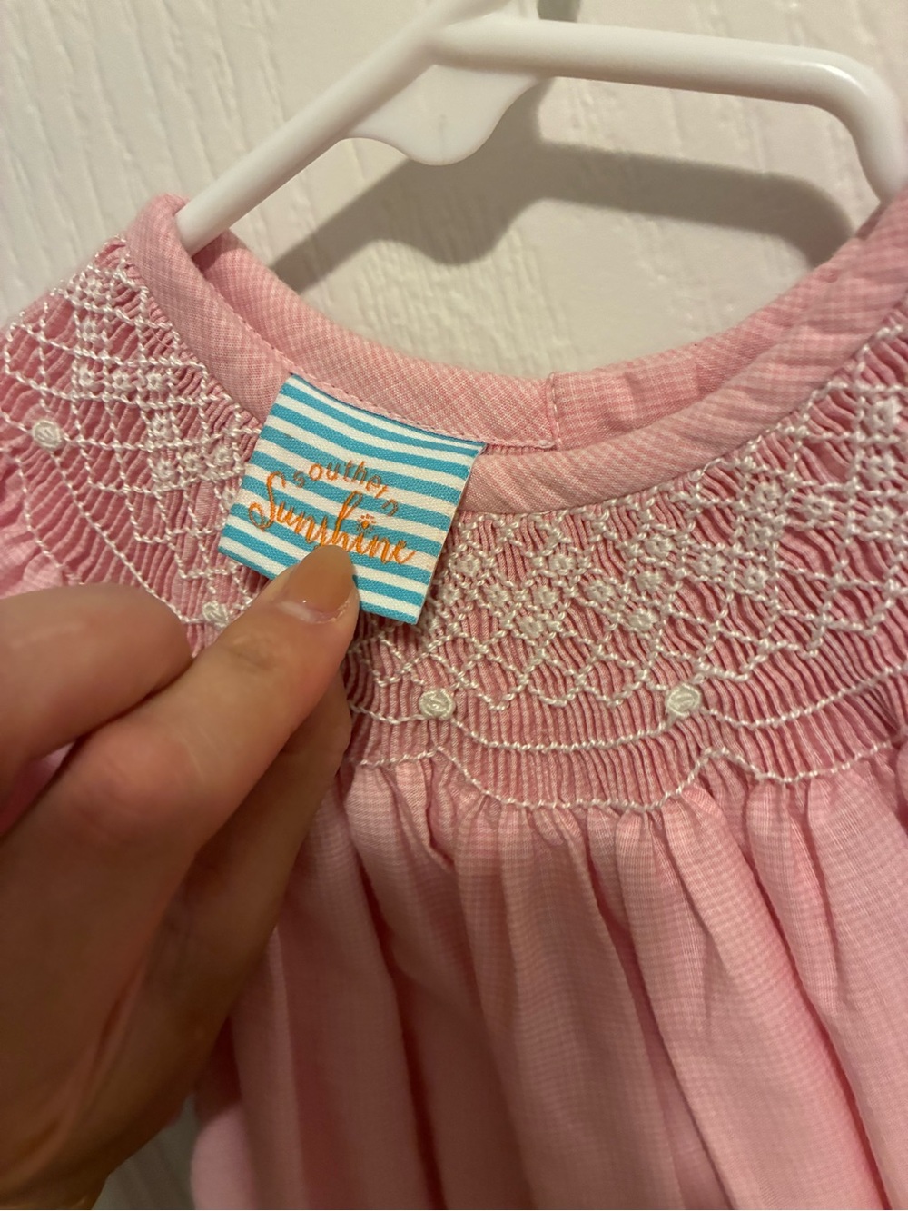 Girls Pink Smocked Short-Sleeve Dress - Picture 2 of 3